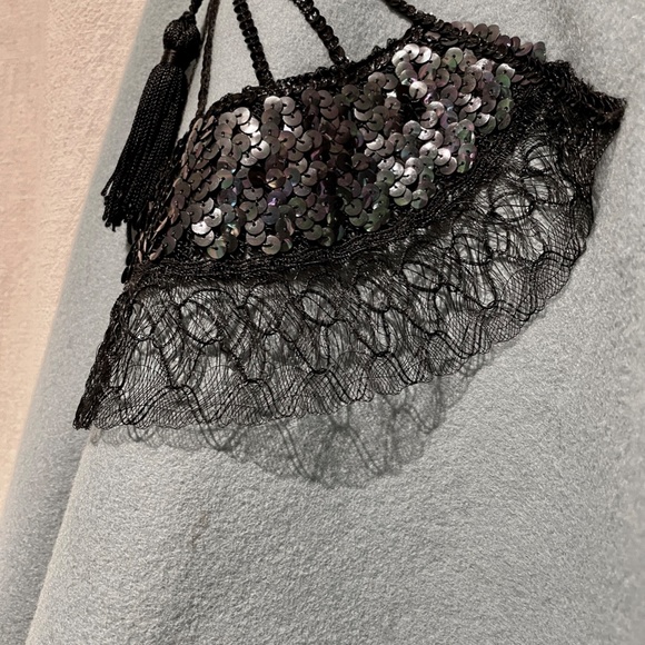 Casino night CIRCLE SKIRT from the 50's, wool felt, blue. Size XS. Rockabilly - Picture 14 of 16